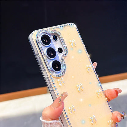 For Samsung Galaxy S26 Ultra Case Rhinestone Aurora Butterfly Bow Glitter TPU + PC IMD Phone Cover
