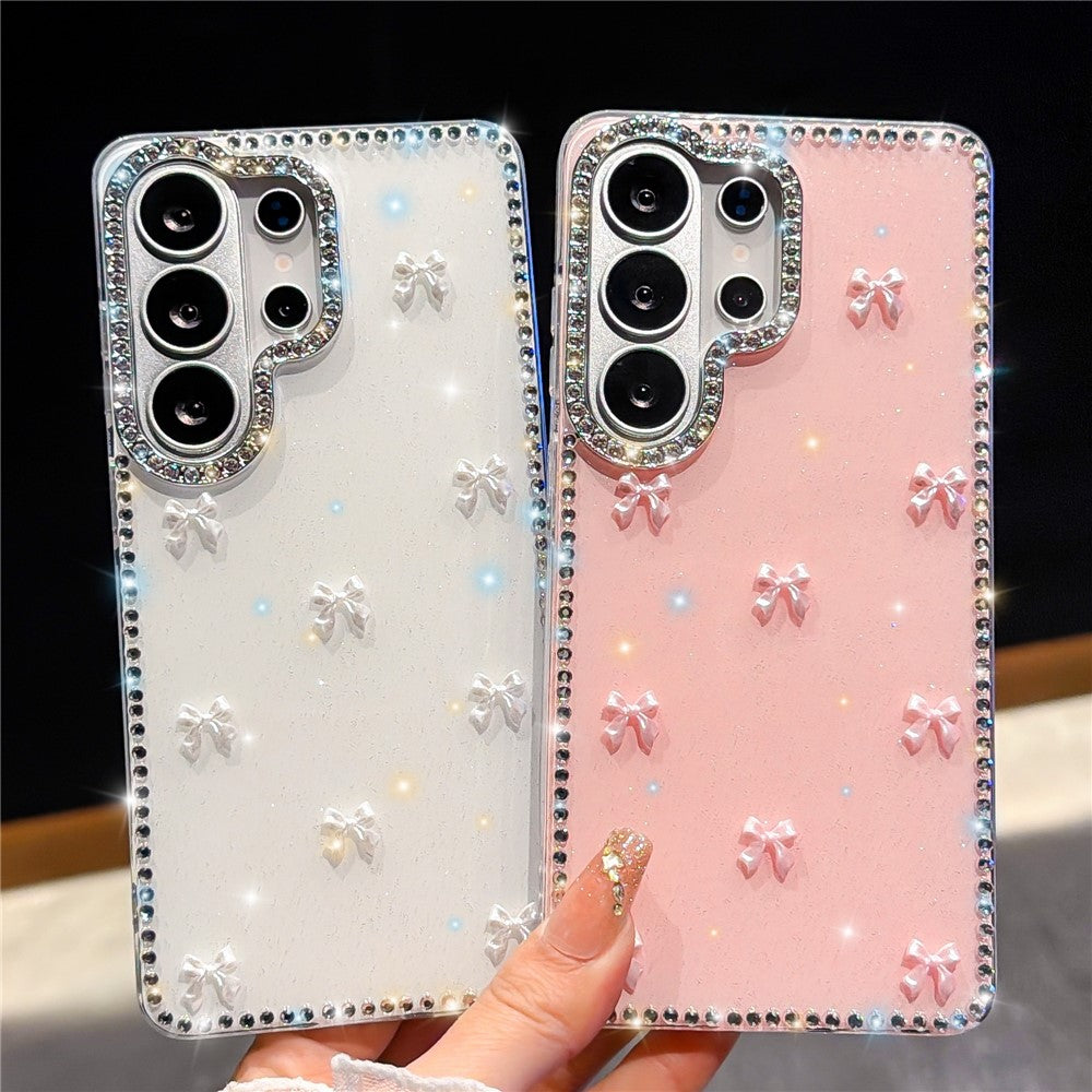 For Samsung Galaxy S26 Ultra Case Rhinestone Aurora Butterfly Bow Glitter TPU + PC IMD Phone Cover