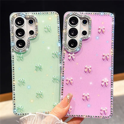 For Samsung Galaxy S26 Ultra Case Rhinestone Aurora Butterfly Bow Glitter TPU + PC IMD Phone Cover