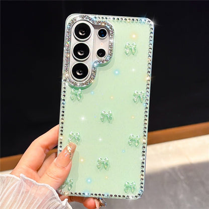 For Samsung Galaxy S26 Ultra Case Rhinestone Aurora Butterfly Bow Glitter TPU + PC IMD Phone Cover