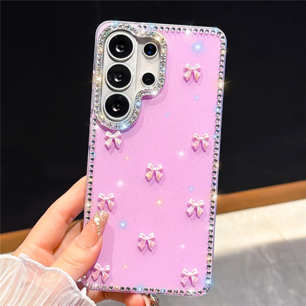 For Samsung Galaxy S26 Ultra Case Rhinestone Aurora Butterfly Bow Glitter TPU + PC IMD Phone Cover