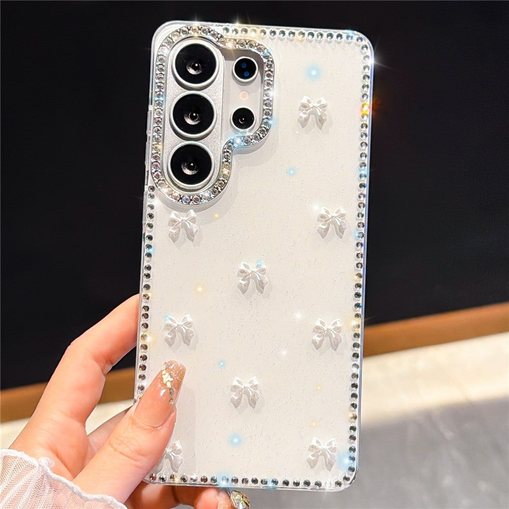 For Samsung Galaxy S26 Ultra Case Rhinestone Aurora Butterfly Bow Glitter TPU + PC IMD Phone Cover