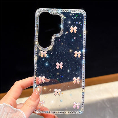 For Samsung Galaxy S26 Ultra Case Rhinestone Aurora Butterfly Bow Glitter TPU + PC IMD Phone Cover