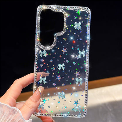For Samsung Galaxy S26 Ultra Case Rhinestone Aurora Butterfly Bow Glitter TPU + PC IMD Phone Cover
