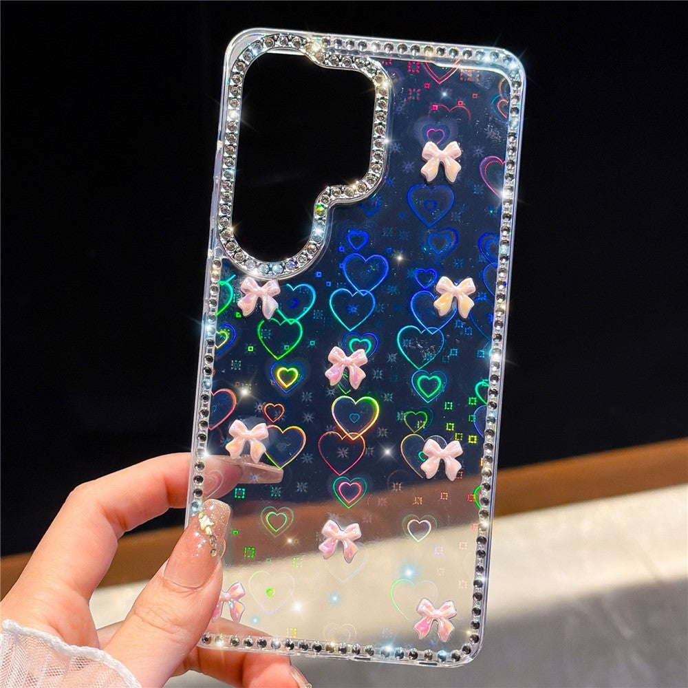 For Samsung Galaxy S26 Ultra Case Rhinestone Aurora Butterfly Bow Glitter TPU + PC IMD Phone Cover
