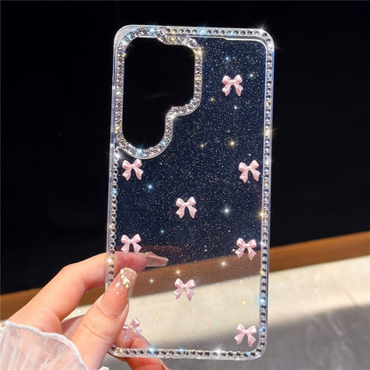 For Samsung Galaxy S26 Ultra Case Rhinestone Aurora Butterfly Bow Glitter TPU + PC IMD Phone Cover