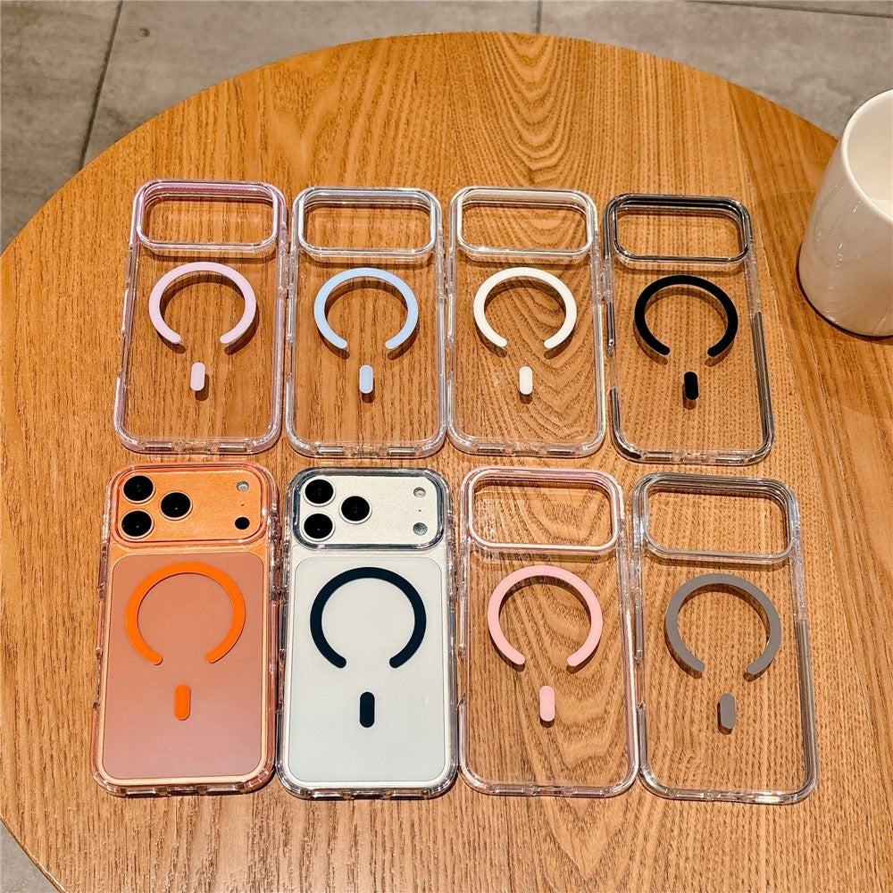 For iPhone 17 Pro Max Magnetic Case Clear PC TPU TPE Shockproof Cover Compatible with MagSafe