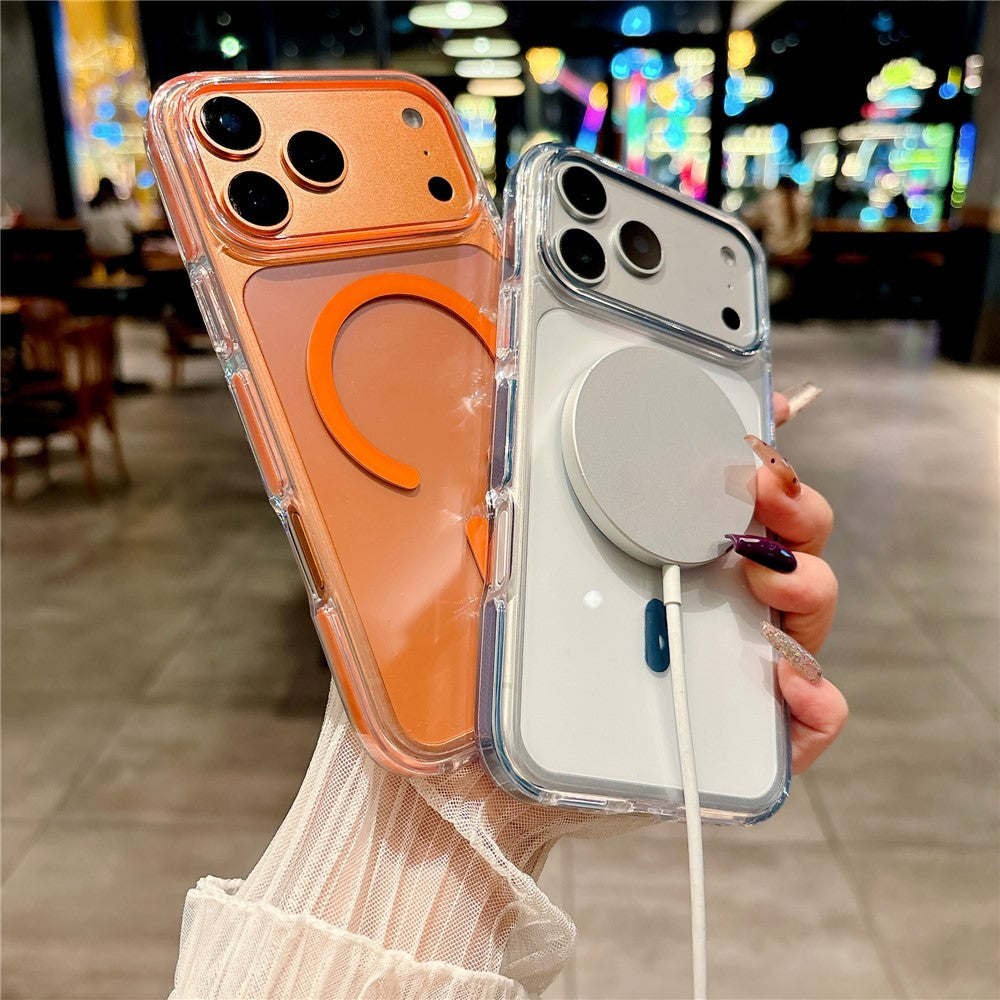 For iPhone 17 Pro Max Magnetic Case Clear PC TPU TPE Shockproof Cover Compatible with MagSafe