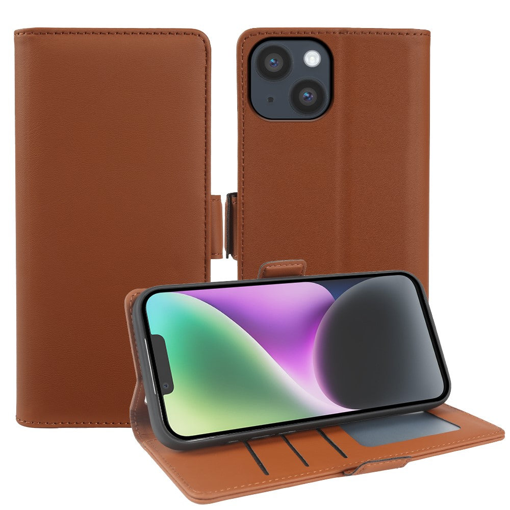 For iPhone 14 Plus Leather Case Wallet Stand TPU + PU Skin-touch Cover