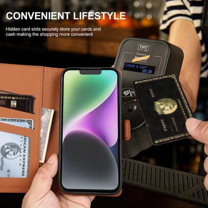 For iPhone 14 Plus Leather Case Wallet Stand TPU + PU Skin-touch Cover