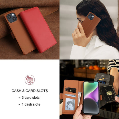 For iPhone 14 Plus Leather Case Wallet Stand TPU + PU Skin-touch Cover