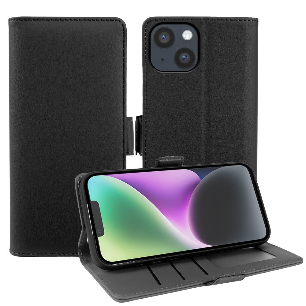 For iPhone 14 Plus Leather Case Wallet Stand TPU + PU Skin-touch Cover
