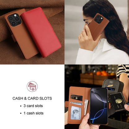 For iPhone 16 Pro Max Leather Case Wallet Stand TPU + PU Skin-touch Cover
