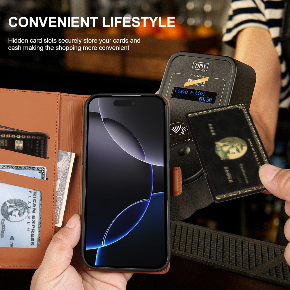 For iPhone 16 Pro Max Leather Case Wallet Stand TPU + PU Skin-touch Cover