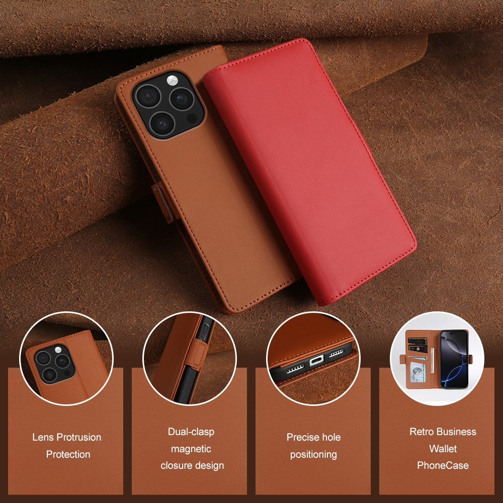 For iPhone 16 Pro Max Leather Case Wallet Stand TPU + PU Skin-touch Cover