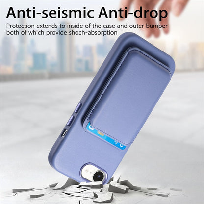 Magnetic Case For iPhone 17e  /  16e Detachable Card Slot Leather+TPU Phone Cover with Metal Buttons