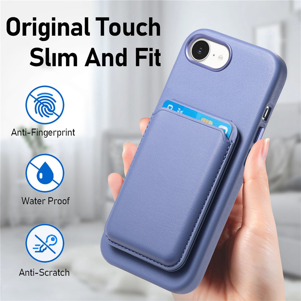 Magnetic Case For iPhone 17e  /  16e Detachable Card Slot Leather+TPU Phone Cover with Metal Buttons