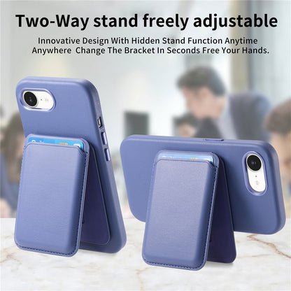 Magnetic Case For iPhone 17e  /  16e Detachable Card Slot Leather+TPU Phone Cover with Metal Buttons