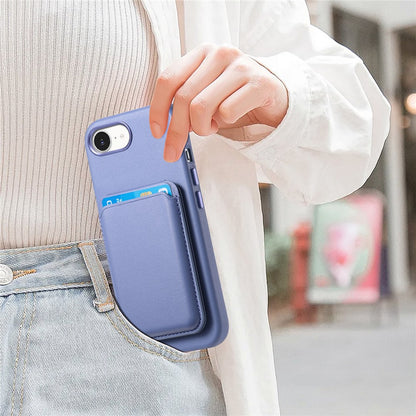 Magnetic Case For iPhone 17e  /  16e Detachable Card Slot Leather+TPU Phone Cover with Metal Buttons