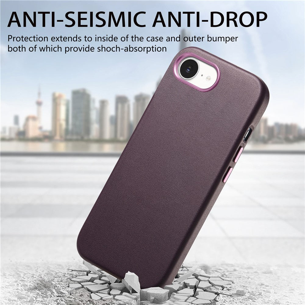 Magnetic Case For iPhone 17e  /  16e Leather+TPU Shockproof Phone Cover with Metal Buttons