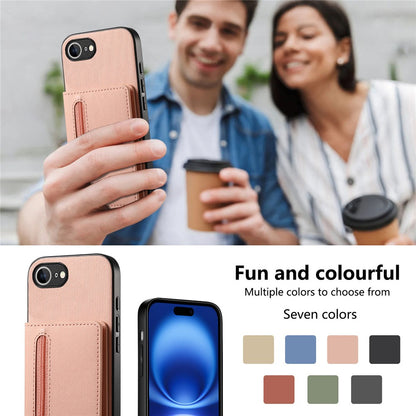 Phone Case For iPhone 17e  /  16e Zipper Card Holder Kickstand Jeans Cloth Texture Leather Back Cover