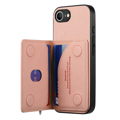Phone Case For iPhone 17e  /  16e Zipper Card Holder Kickstand Jeans Cloth Texture Leather Back Cover