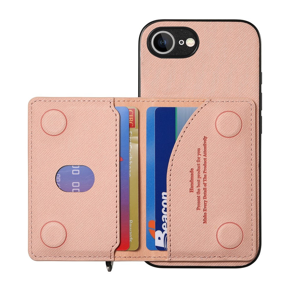 Phone Case For iPhone 17e  /  16e Zipper Card Holder Kickstand Jeans Cloth Texture Leather Back Cover