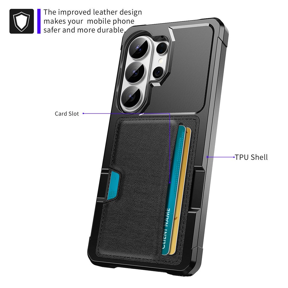 For Samsung Galaxy S26 Ultra Case Card Slot Leather + TPU Defender Phone Cover