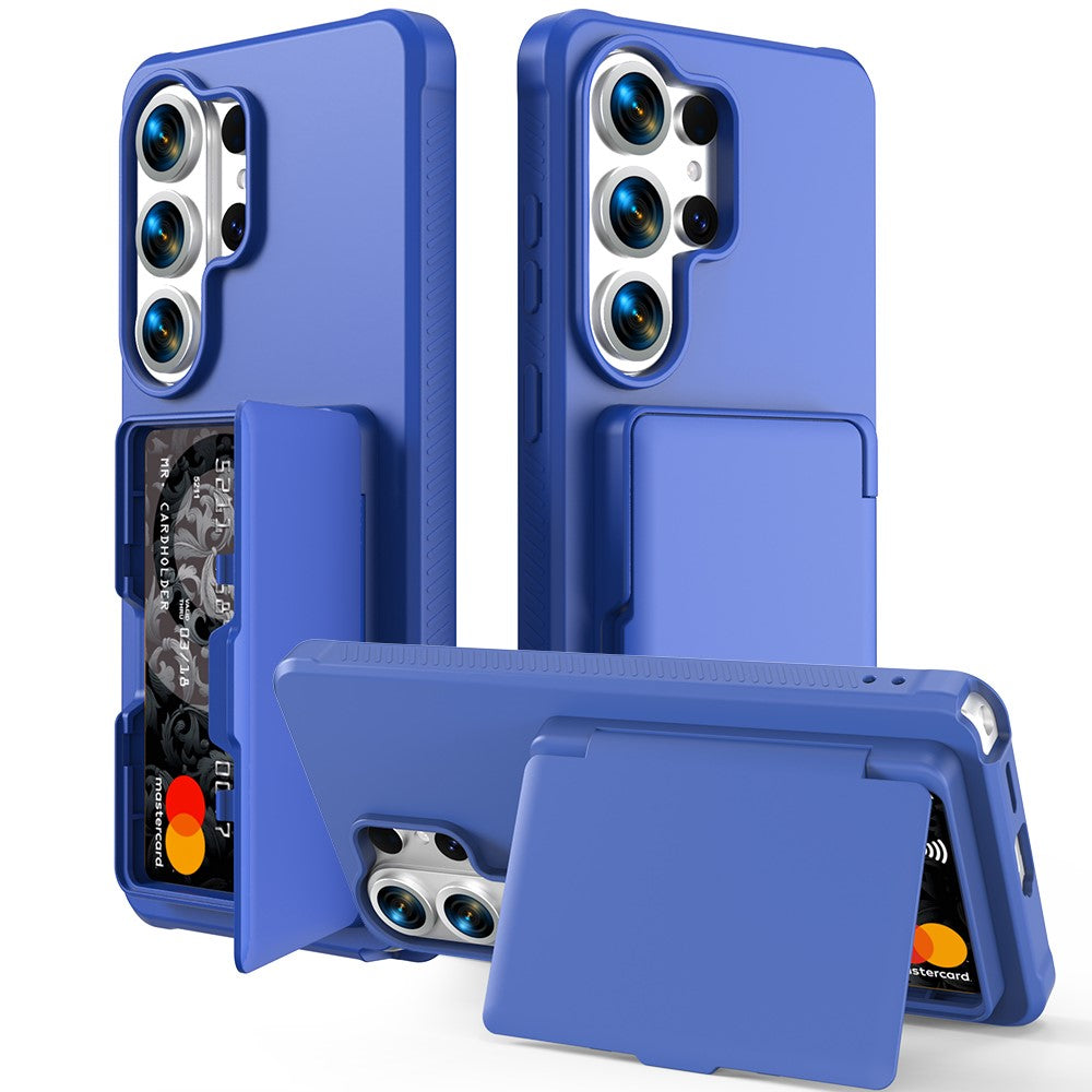 For Samsung Galaxy S26 Ultra Case with Card Holder  /  Mirror  /  Kickstand TPU + PC Phone Back Cover