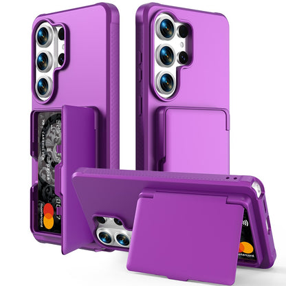 For Samsung Galaxy S26 Ultra Case with Card Holder  /  Mirror  /  Kickstand TPU + PC Phone Back Cover