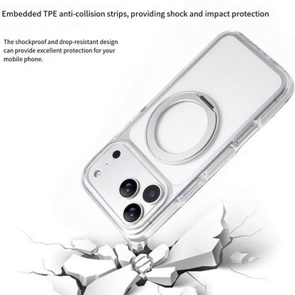 For iPhone 17 Pro Magnetic Phone Case with 360° Rotating Ring Kickstand PC TPU Hybrid Shockproof Cover