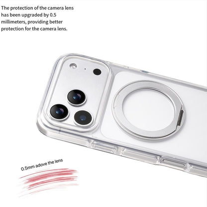 For iPhone 17 Pro Magnetic Phone Case with 360° Rotating Ring Kickstand PC TPU Hybrid Shockproof Cover