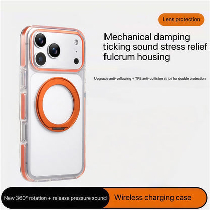 For iPhone 17 Pro Max Magnetic Phone Case with 360° Rotating Ring Kickstand PC TPU Hybrid Shockproof Cover