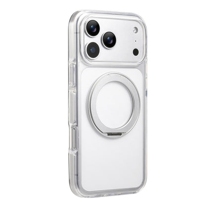 For iPhone 17 Pro Max Magnetic Phone Case with 360° Rotating Ring Kickstand PC TPU Hybrid Shockproof Cover