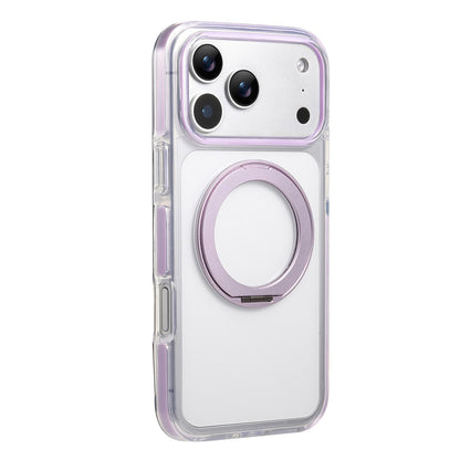 For iPhone 17 Pro Max Magnetic Phone Case with 360° Rotating Ring Kickstand PC TPU Hybrid Shockproof Cover