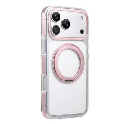 For iPhone 17 Pro Max Magnetic Phone Case with 360° Rotating Ring Kickstand PC TPU Hybrid Shockproof Cover
