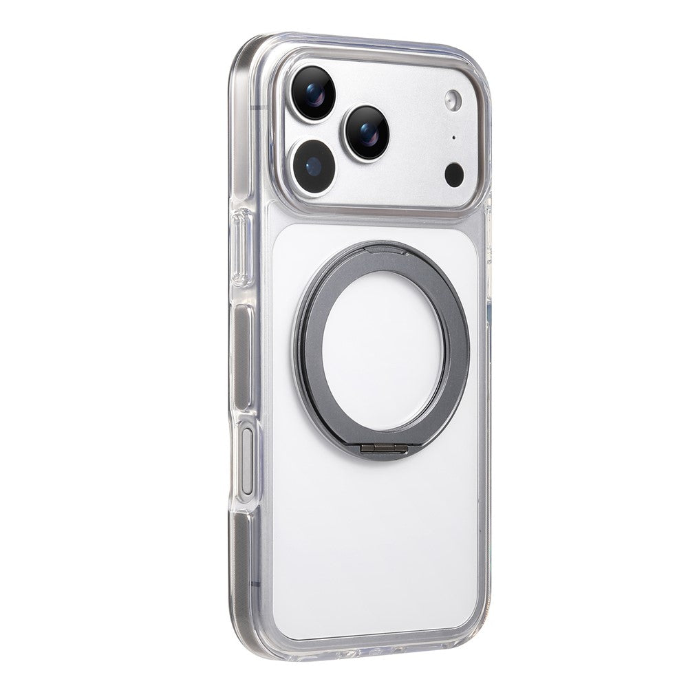 For iPhone 17 Pro Max Magnetic Phone Case with 360° Rotating Ring Kickstand PC TPU Hybrid Shockproof Cover