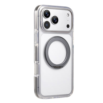 For iPhone 17 Pro Max Magnetic Phone Case with 360° Rotating Ring Kickstand PC TPU Hybrid Shockproof Cover