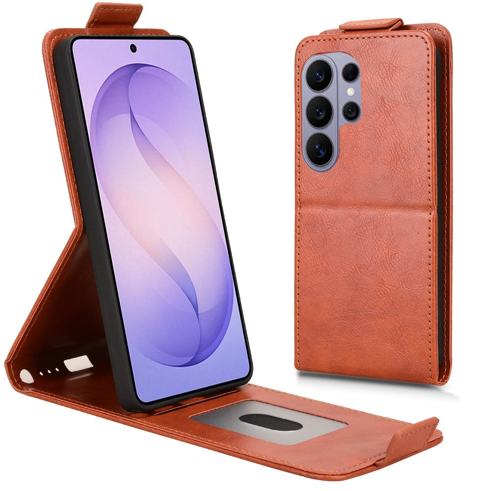For Samsung Galaxy S26 Ultra Stand Case Magnetic Clasp Vertical Flip Leather Phone Cover with Card Holder