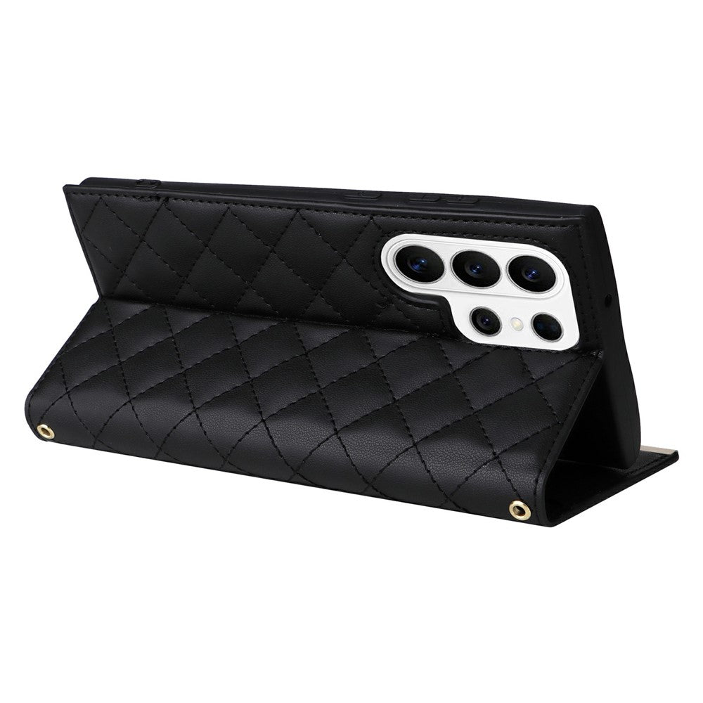 For Samsung Galaxy S26 Ultra Case Suction Cup PU Leather Wallet Phone Cover with Straps