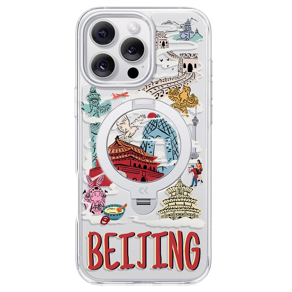 CASEKOO for iPhone 16 Pro Max Magnetic Case UV Pattern Printing Rotating Kickstand PC + TPU Phone Cover
