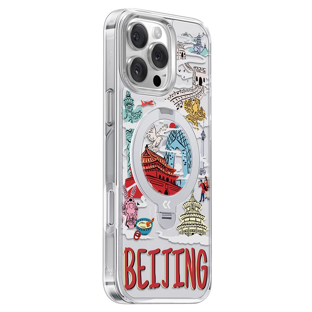 CASEKOO for iPhone 16 Pro Max Magnetic Case UV Pattern Printing Rotating Kickstand PC + TPU Phone Cover