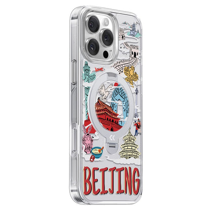 CASEKOO for iPhone 16 Pro Max Magnetic Case UV Pattern Printing Rotating Kickstand PC + TPU Phone Cover