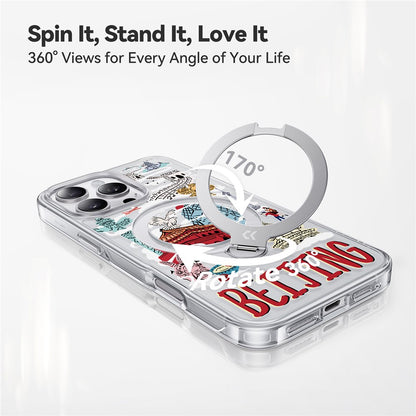 CASEKOO for iPhone 16 Pro Max Magnetic Case UV Pattern Printing Rotating Kickstand PC + TPU Phone Cover