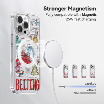 CASEKOO for iPhone 16 Pro Max Magnetic Case UV Pattern Printing Rotating Kickstand PC + TPU Phone Cover