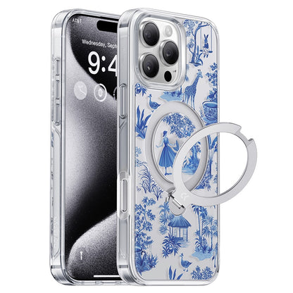 CASEKOO for iPhone 16 Pro Max Magnetic Case UV Pattern Printing Rotating Kickstand PC + TPU Phone Cover