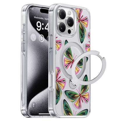 CASEKOO for iPhone 16 Pro Max Magnetic Case UV Pattern Printing Rotating Kickstand PC + TPU Phone Cover