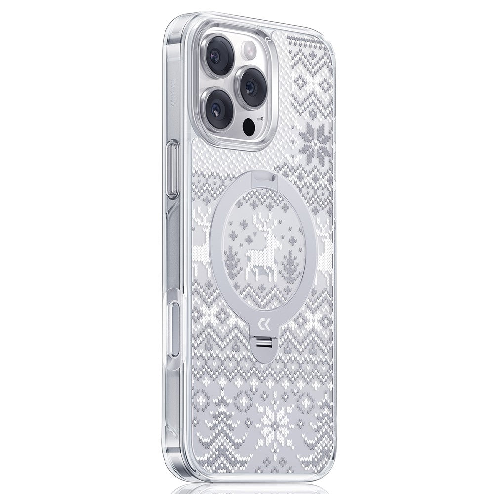 CASEKOO for iPhone 16 Pro Max Magnetic Case UV Pattern Printing Rotating Kickstand PC + TPU Phone Cover
