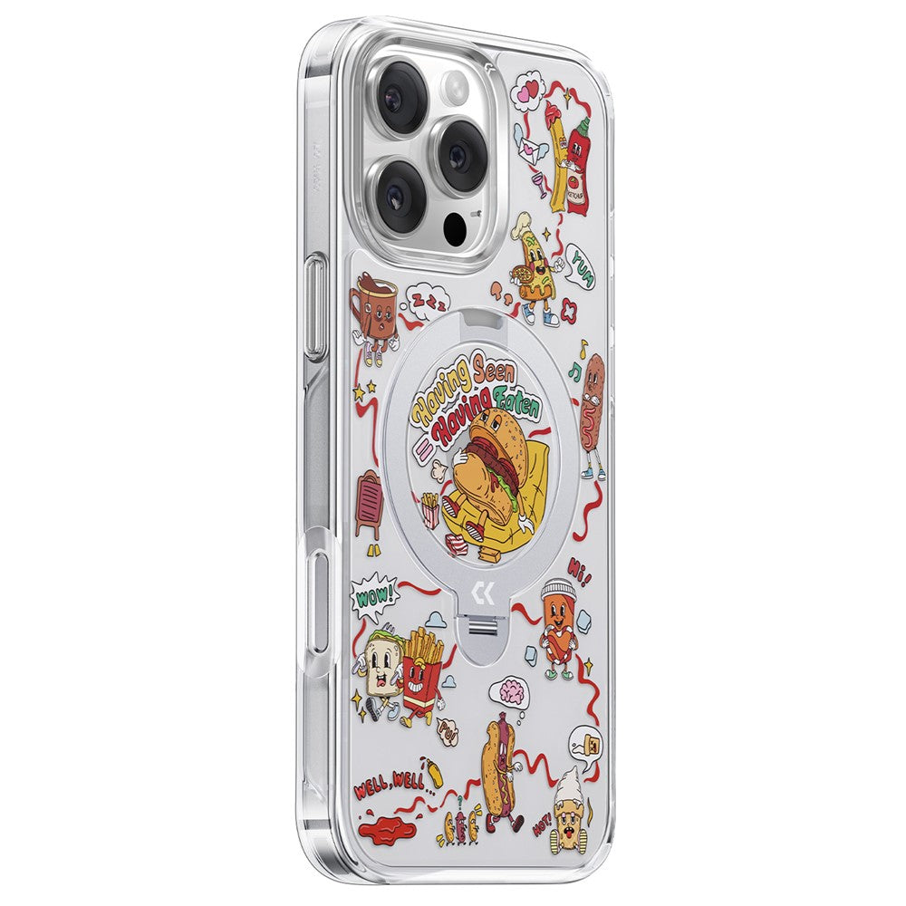 CASEKOO for iPhone 16 Pro Max Magnetic Case UV Pattern Printing Rotating Kickstand PC + TPU Phone Cover