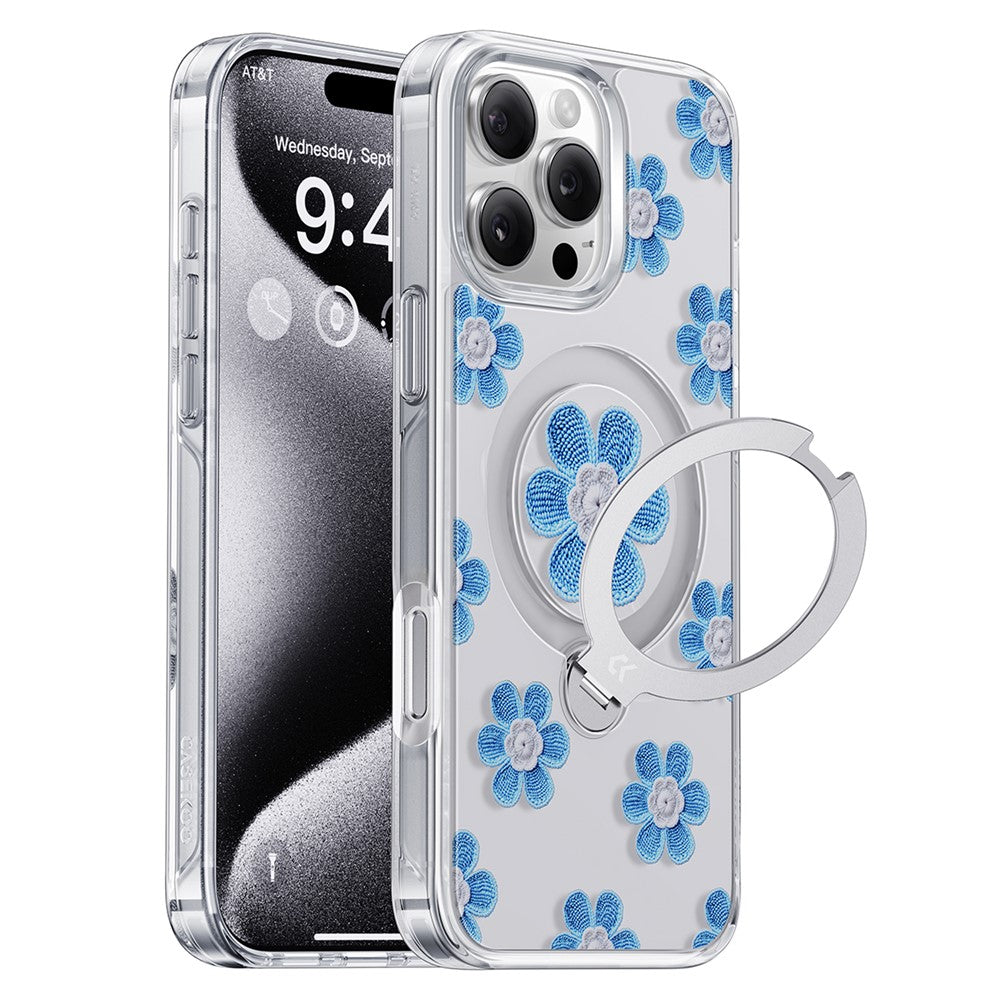 CASEKOO for iPhone 16 Pro Max Magnetic Case UV Pattern Printing Rotating Kickstand PC + TPU Phone Cover